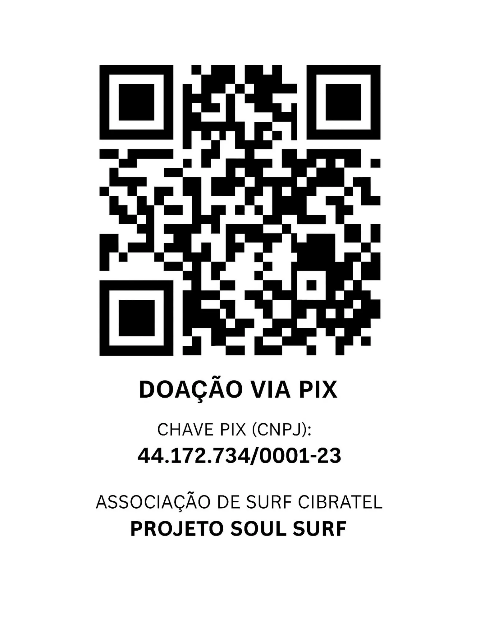 QR code para doação via PIX do Projeto Soul Surf